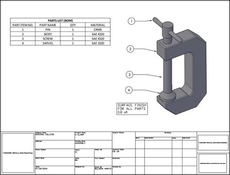C Clamp 2D Cad Drawing