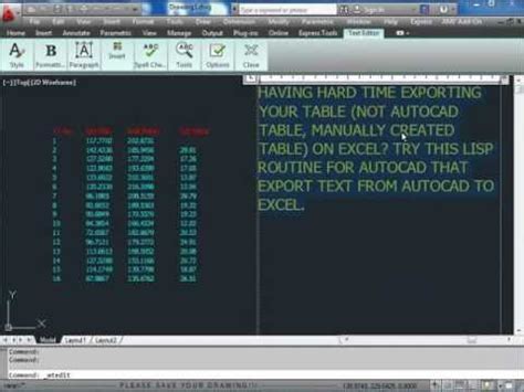 Export Autocad Text To Excel Lisp