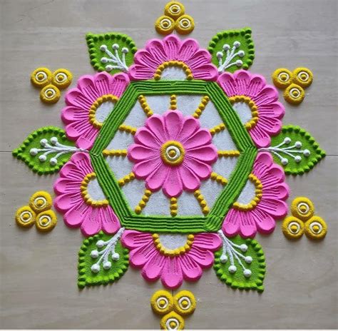 Simple Rangoli Design Of Flowers